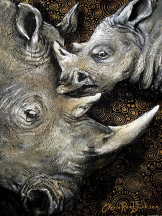 Framed Rhinos Print