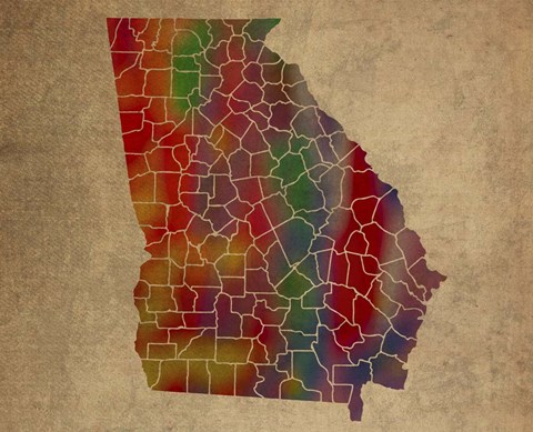 Framed GA Colorful Counties Print