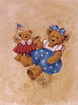Framed Americana Girl Teddy Print