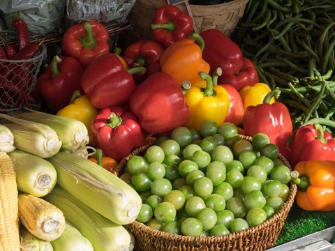 Framed Vegetables for Sale at a Market Stall, Helsinki, Finland Print