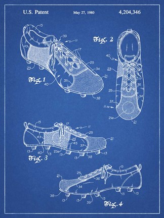 Framed Blueprint Soccer Cleats Patent Print