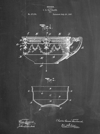 Framed Chalkboard Haviland Demitasse Tea Cup Patent Print
