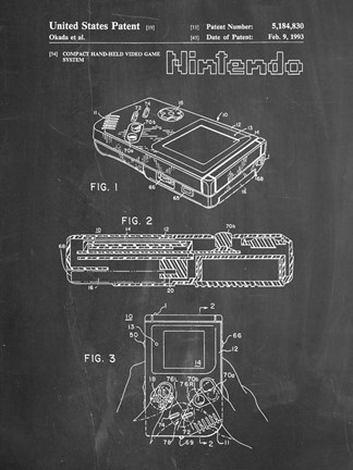 Framed Chalkboard Nintendo Game Boy Patent Print