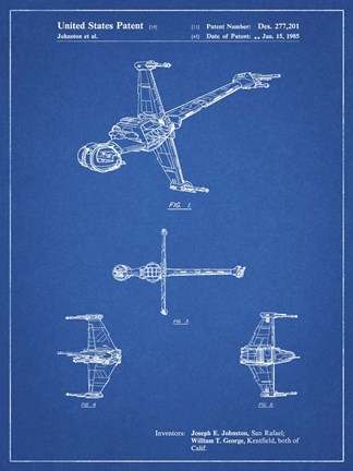 Framed Blueprint Star Wars B-Wing Starfighter Patent Print