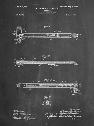Framed Chalkboard Dispensing Hammer Patent Print