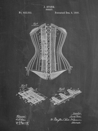 Framed Chalkboard Corset Patent Print
