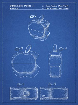 Framed Blueprint Apple Logo Flip Phone Patent Print