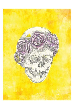Framed Skull with Rose Crown Print
