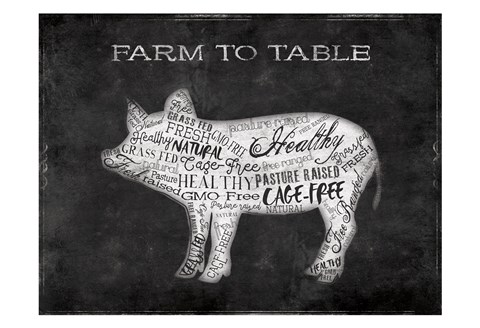 Framed Farm To Table Pig Print