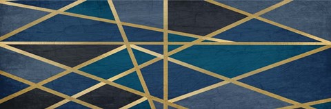 Framed Gold and Blue Maze Print