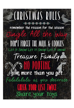 Framed Christmas Rules Print