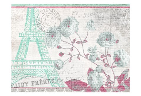 Framed Mint and Pink Paris Print