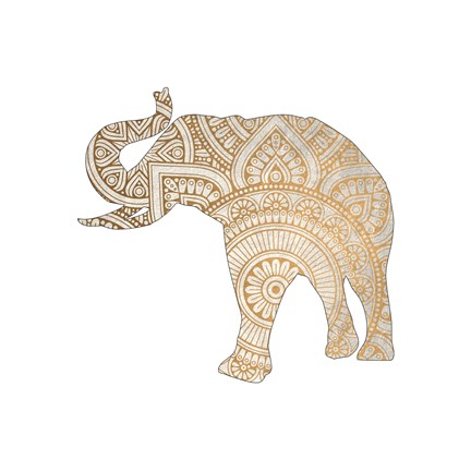 Framed Elephant Gold 1 Print