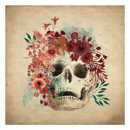 Framed Floral Skull 2 v2 Print