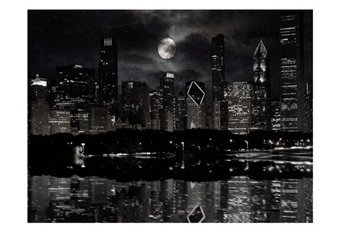 Framed Full Moon Chicago Print