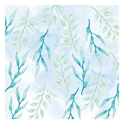 Framed Blue Floral Pattern 1 Print