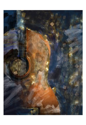 Framed Guitar Lights Print