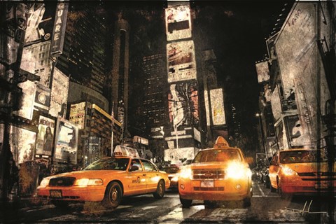 Framed Times Square Taxis Print