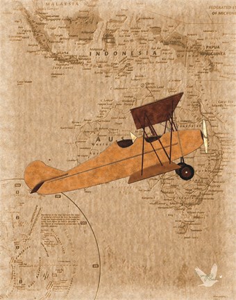 Framed Airplane Map 1 Print