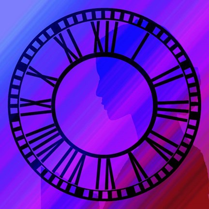 Framed Clock Face on Purple Print