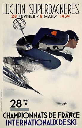 Framed French Ski Competition 1939 Print