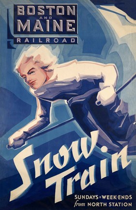 Framed Winter Rail for Skiing Print