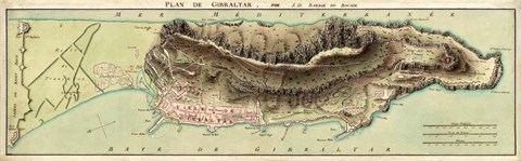 Framed Map Of Gibraltar And Its Fortifications 1799 Print