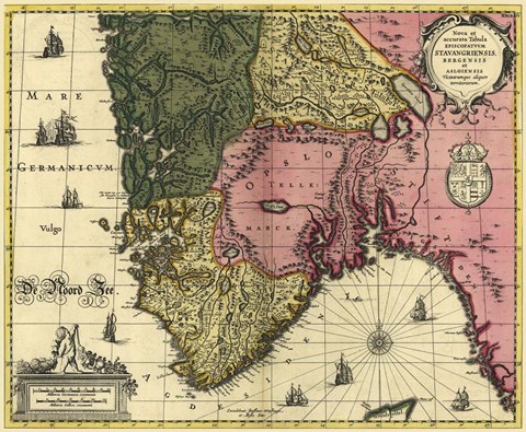 Framed Map Of Norway Print