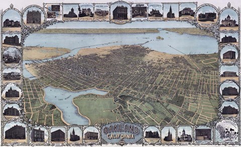 Framed Map Of Oakland California1900 Print