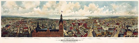 Framed Milwaukee Wisconsin From City Hall Tower 1898 Print