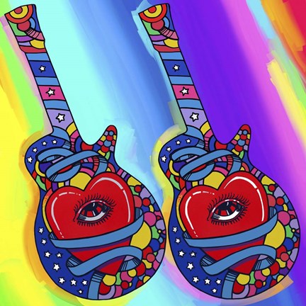 Framed Guitars Heart Eye Print