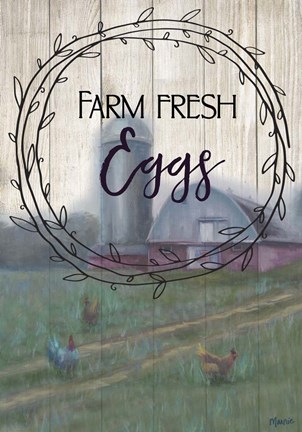 Framed Farm Fresh Eggs Circle Print
