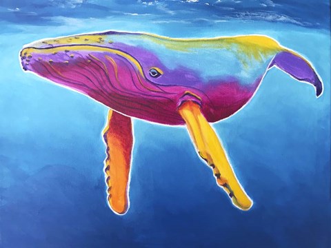 Framed Humpback Whale - Rainbow Print