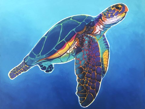 Framed Sea Turtle - Rainbow Print