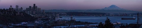 Framed Seattle Skyline At Dusk Print