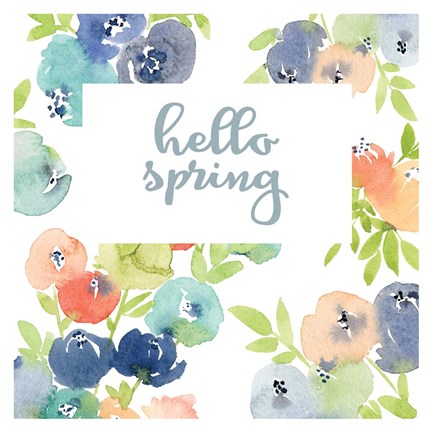 Framed Hello Spring Florals Print