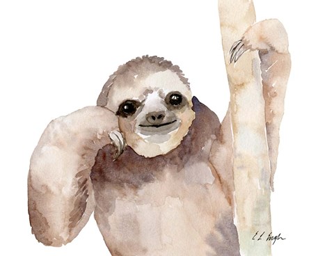 Framed Big Brown Sloth Print