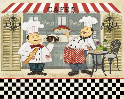 Framed French Cafe Chefs Print