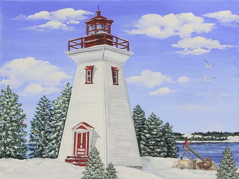Framed Winter Lighthouse A Print