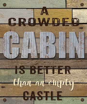 Framed Crowded Cabin Wood Sign Print