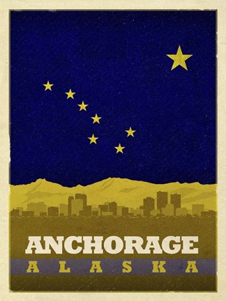 Framed Anchorage Flag Print