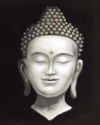 Framed Serene Buddha II White Gold Print