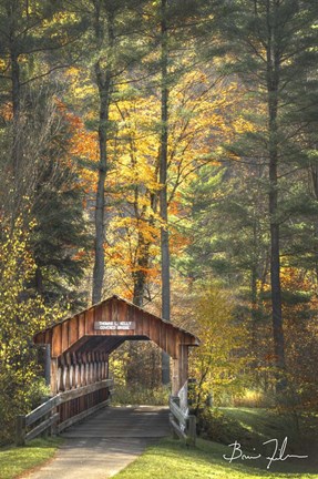 Framed Red House Covered Bridge Print