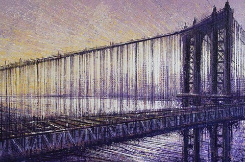Framed Brooklyn Bridge At Dusk Print