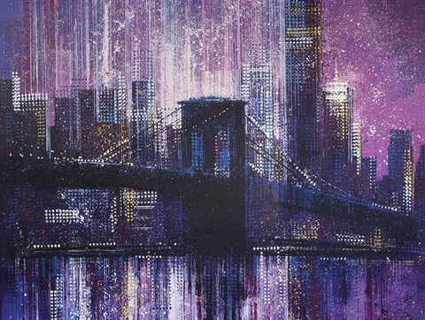 Framed Brooklyn Bridge - Late Evening Print