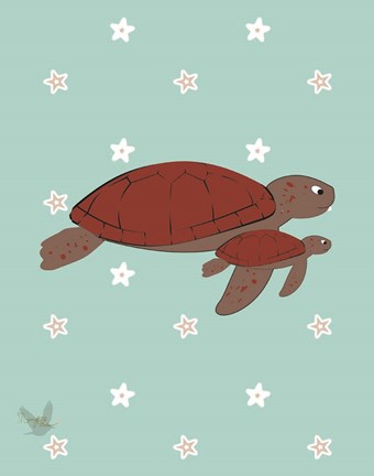 Framed Nautical Turtle 2 Print