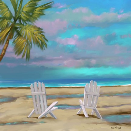 Framed Beach Chairs 1 Print