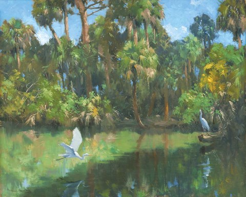 Framed Egrets In Paradise Print