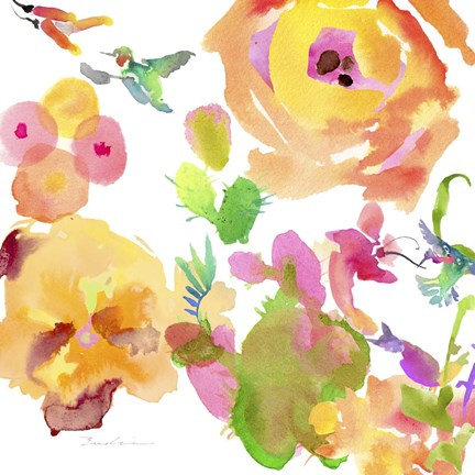 Framed Watercolor Flower Composition VIII Print