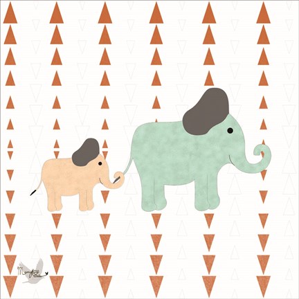 Framed Zoo Animals Elephants Print